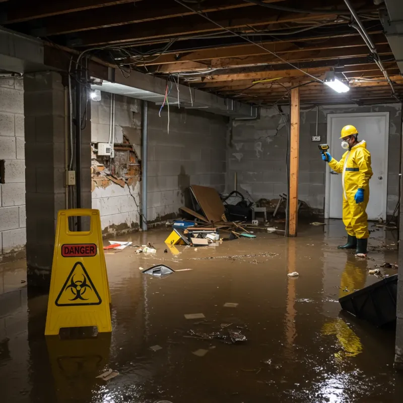 Flooded Basement Electrical Hazard in Russell, PA Property