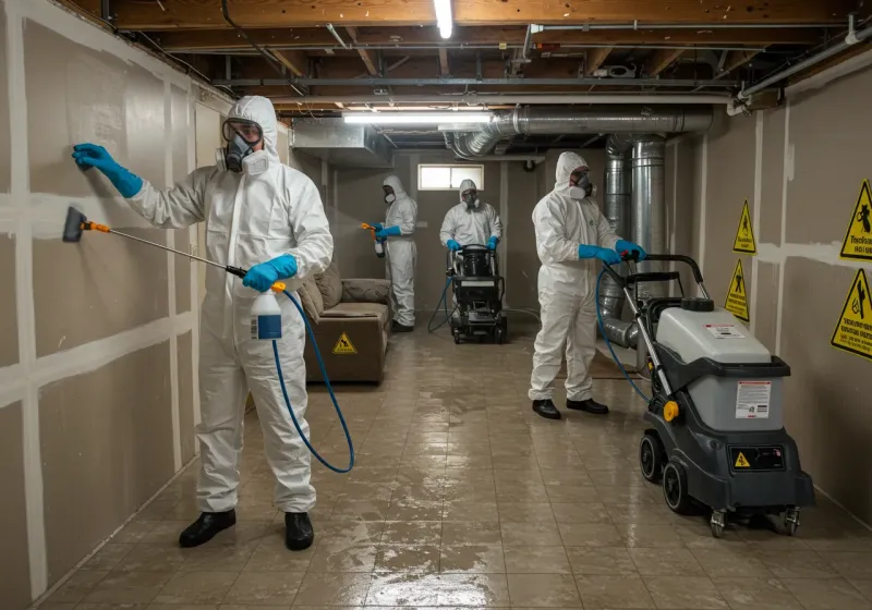 Basement Moisture Removal and Structural Drying process in Russell, PA